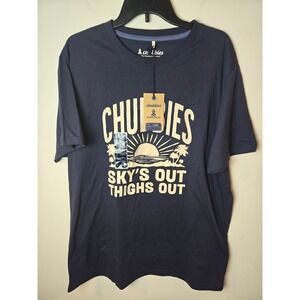 Chubbies Mens‎ Navy Blue Graphic T Shirt Sky's Out Thighs Out XL